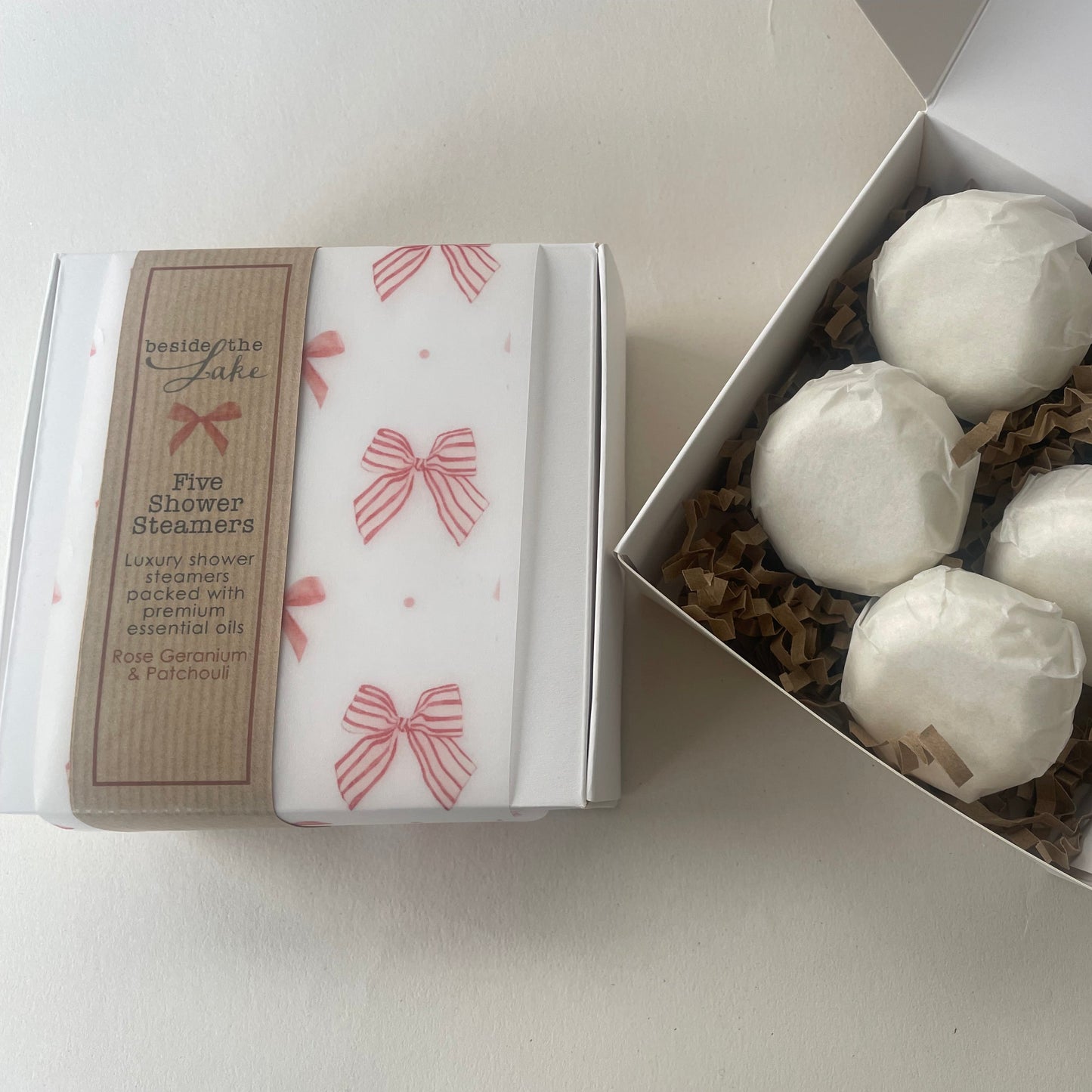 Five Shower Steamers - Rose Geranium & Patchouli