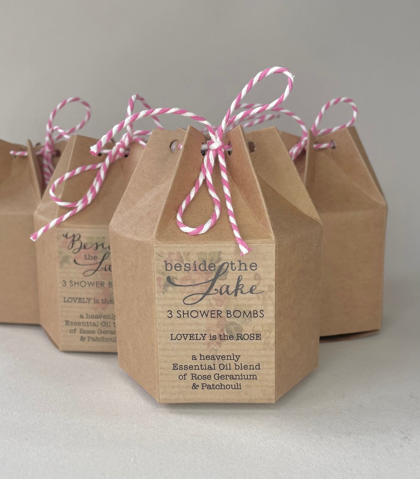 Luxury Shower Bombs (Lovely is the Rose) Rose Geranium & Patchouli