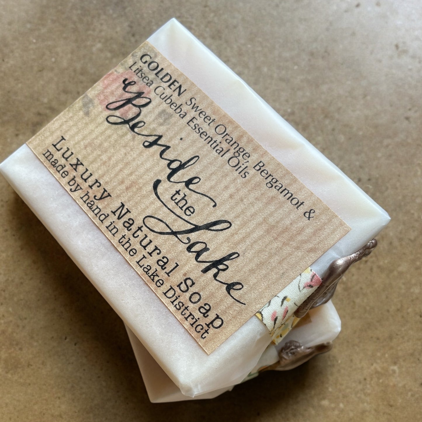 Luxury soap bar - 'Golden' (Sweet Orange, Bergamot & Litsea Cubeba essential oils)