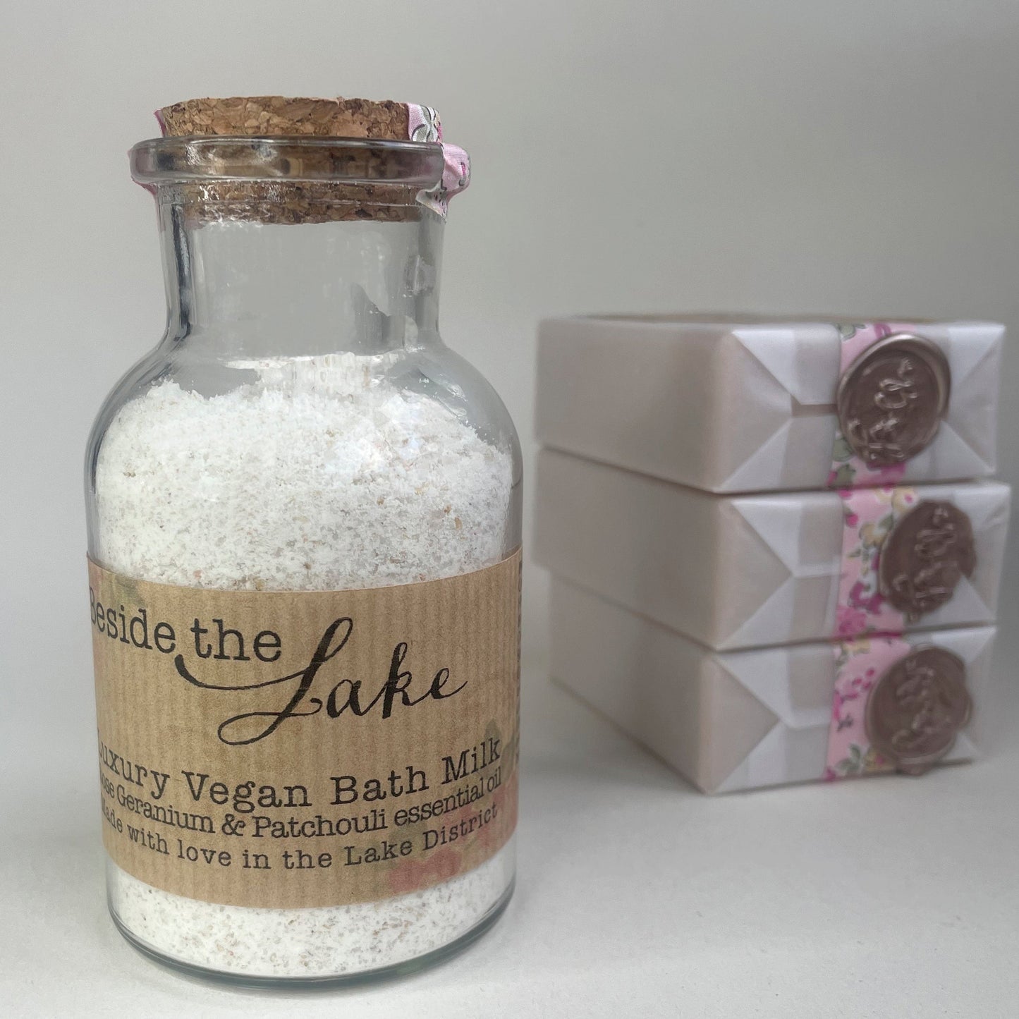 Luxury Vegan Bath Milk - Rose Geranium & Patchouli - 'Lovely is the Rose' - 125g Glass Jar