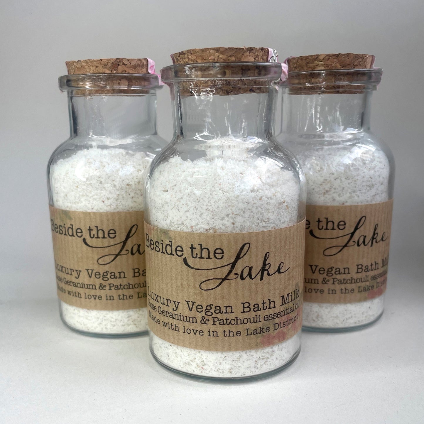 Luxury Vegan Bath Milk - Rose Geranium & Patchouli - 'Lovely is the Rose' - 125g Glass Jar