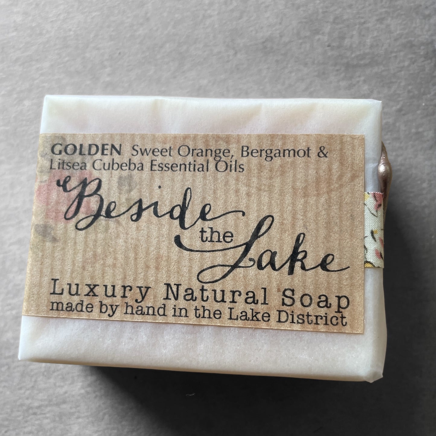 Luxury soap bar -  'Golden' (Sweet Orange, Bergamot & Litsea Cubeba essential oils)